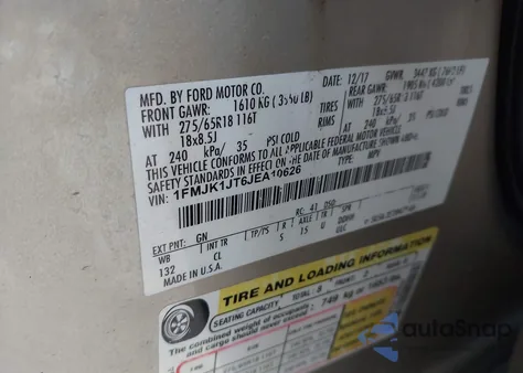 2018 Ford Expedition Max Xlt from USA, damaged, VIN 1FMJK1JT6JEA10626